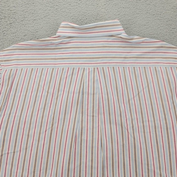 Alan Flusser Shirt Mens XL Blue Red Striped Long Sleeve Classic Button Down - Picture 6 of 13